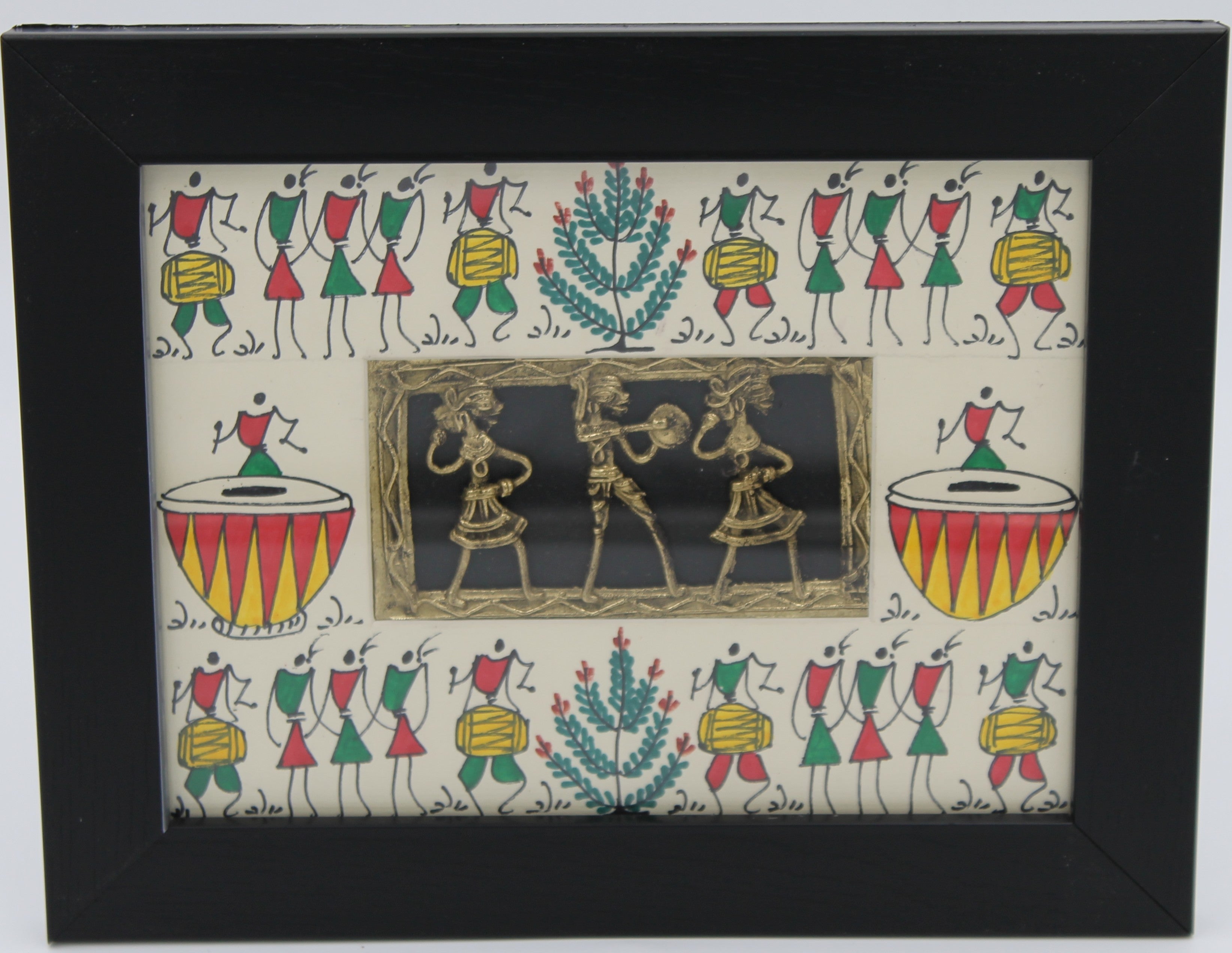 Rhythms of the Forest Festival: Dhokra–Warli Mixed Wall Art
